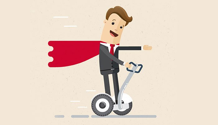 Illustration of a man on a segway