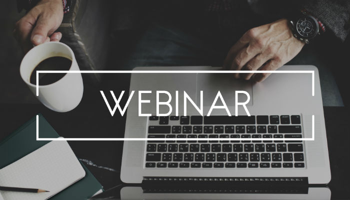 laptop with webinar written acoss the image