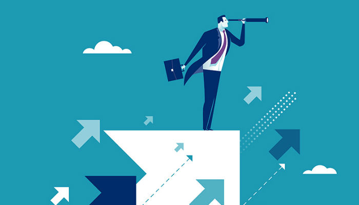 illustration of a businessman on arrows