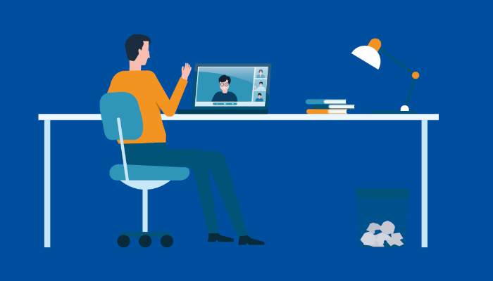 illustration of man at desk