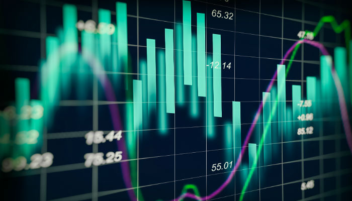 Stock market or forex trading graph