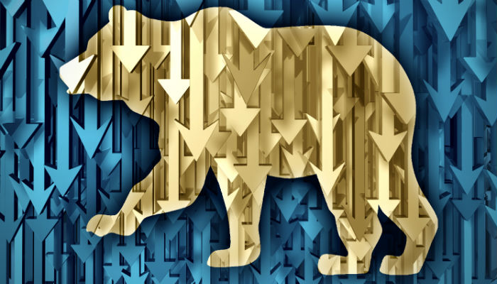 Bear market business concept with arrows going down