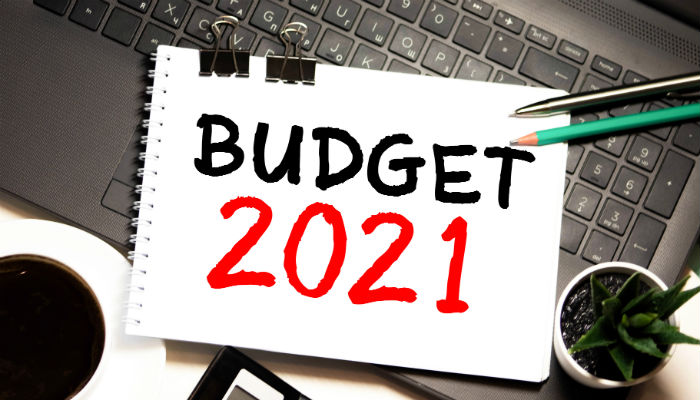 Budget 2021 written on notepad