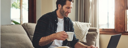 Man at home working remotely