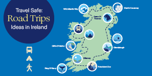 Map of Ireland with things to do pinned