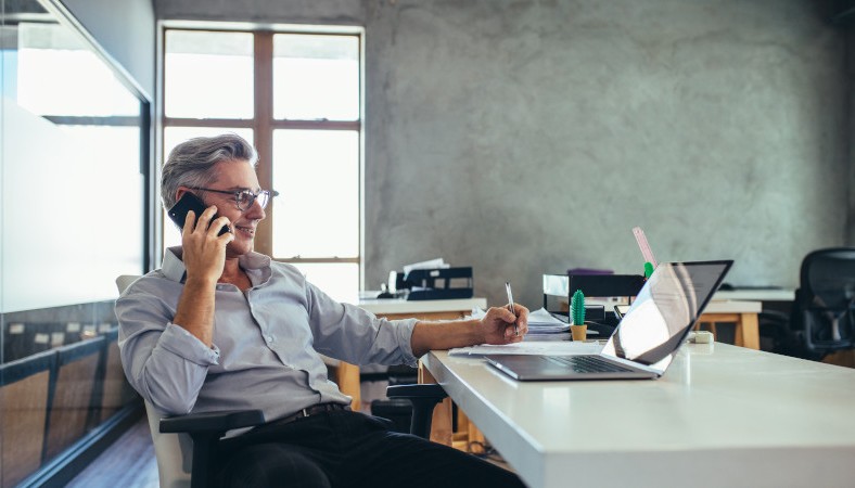 financial advisor on phone