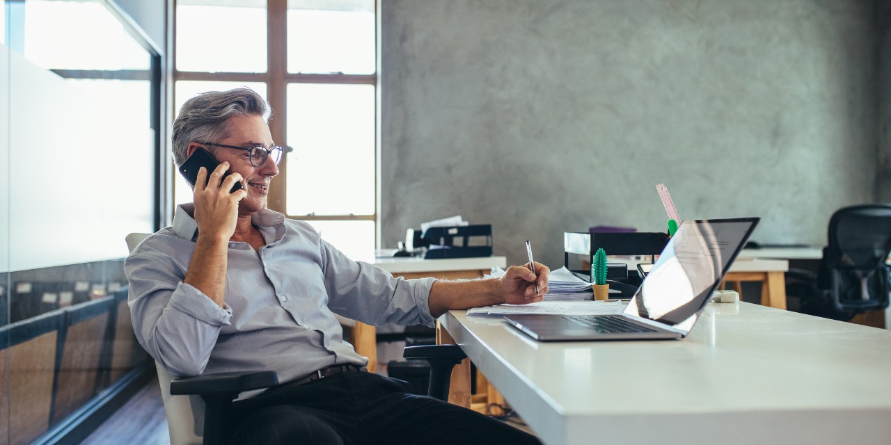 financial advisor on phone