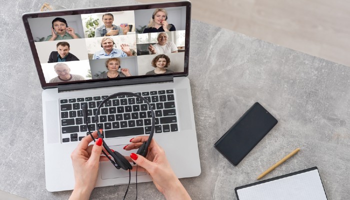 Photo of person joining online webinar