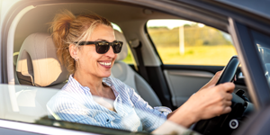 woman driving car