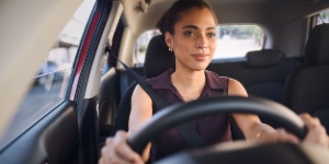 woman driving car