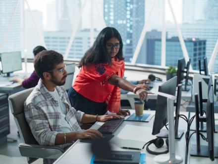 two asian office workers
