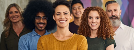 smiling group of diverse employees