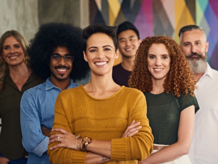 smiling group of diverse employees