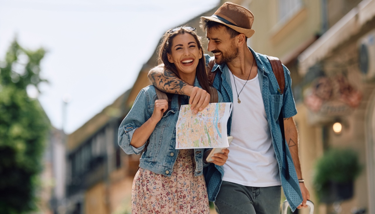 Young tourist couple on holiday