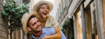 young tourist couple on holiday