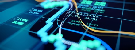 Illustration close shot digital stock market tracking