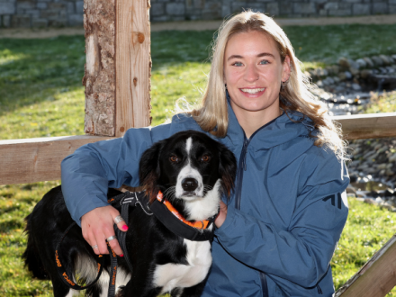 Kathy Baker Rugby 7s player with her dog