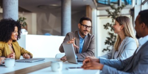 Group of people having a meeting in an office