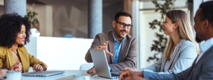 Group of people having a meeting in an office