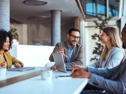 Group of people having a meeting in an office