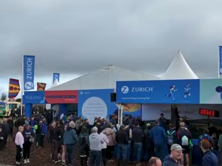 crowds at the ploughing championships in Offaly in front if the Zurich stand