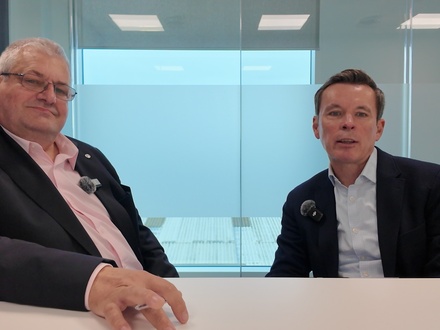 Colm Mulligan and Ronan O'Neill from Zurich sitting together for a vodcast recording on pensions for self employed