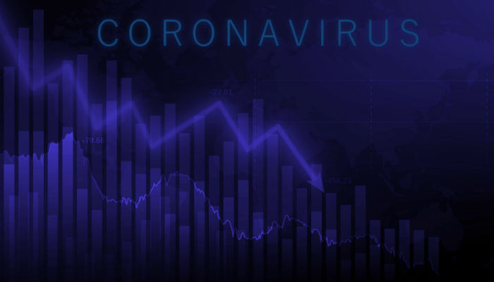 illustration of corona virus on investment markets