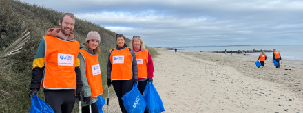 Zurich employees at Rosslare beach clean