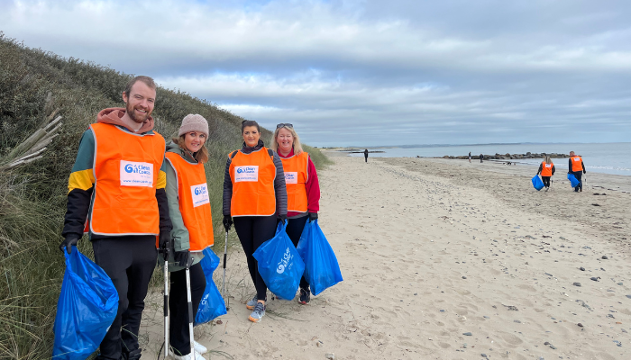 Zurich employees at Rosslare beach clean
