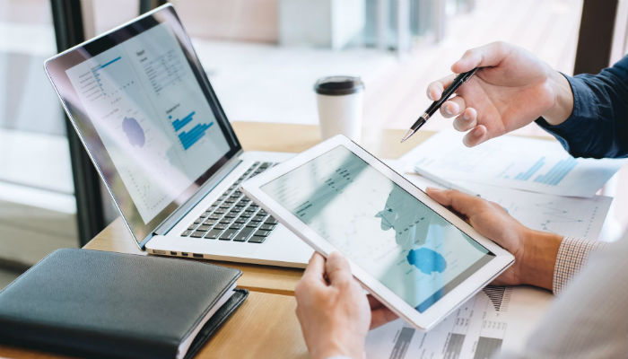 laptop screen with chats displayed