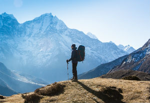 man hiking in the mountains 