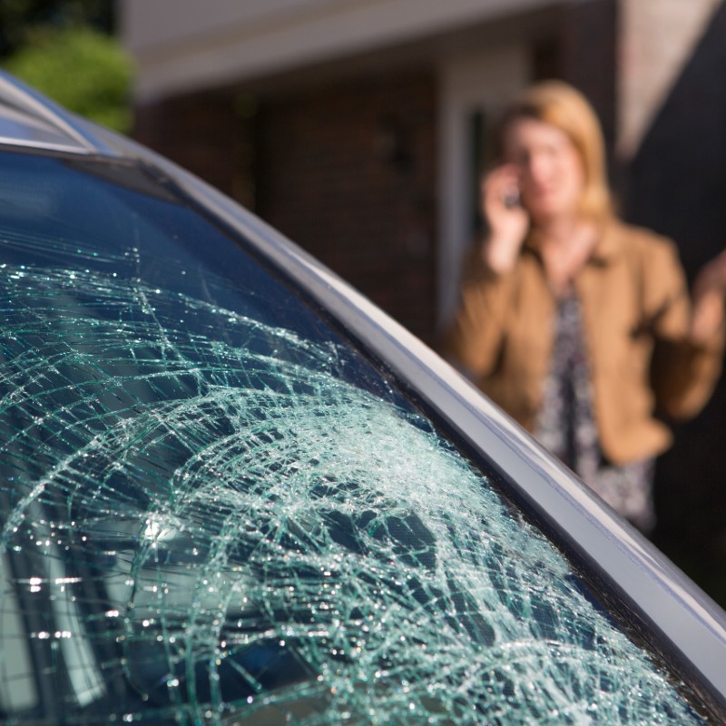 smashed windscreen