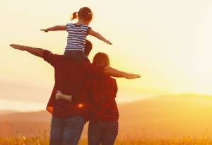 Family watching the horizon