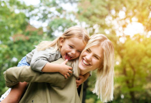 mother and daughter in park