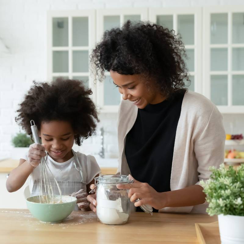 mother and daughter baking