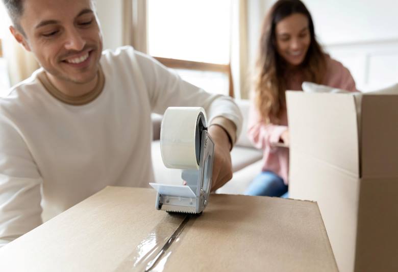 couple packing boxes