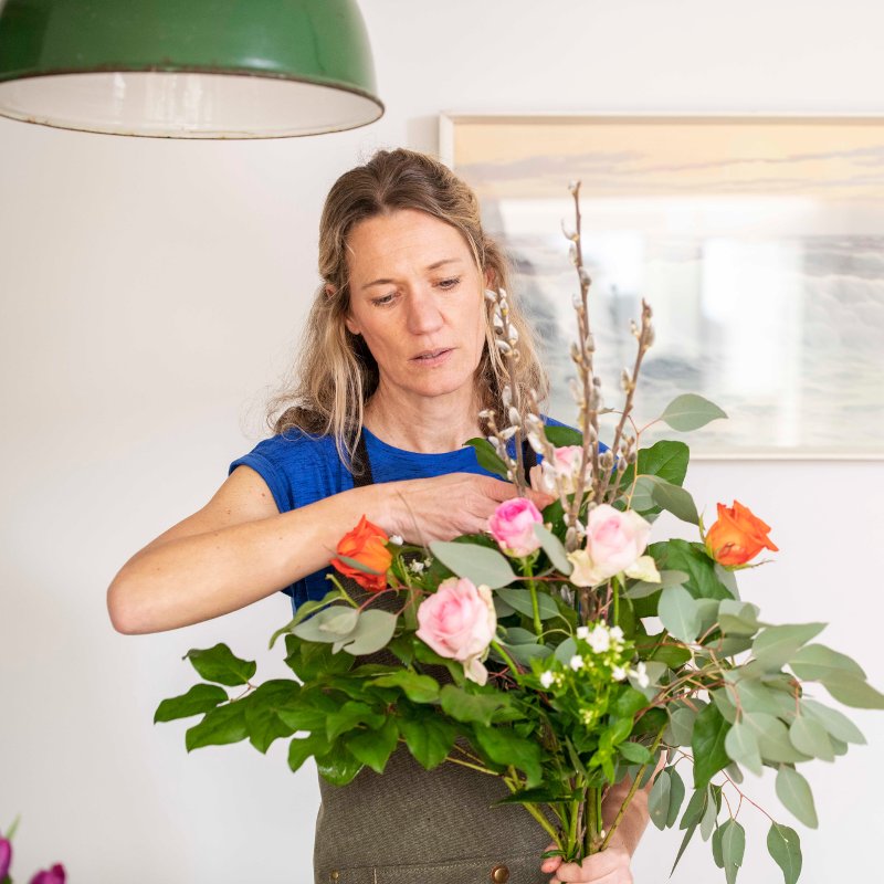 Woman holding roses